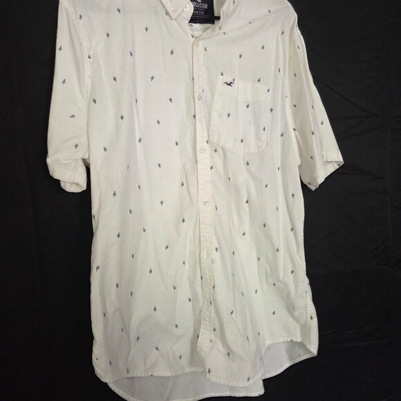 Hollister California White Epic Flex Stretch Shirt Short Sleeve Size XL - Picture 2 of 6